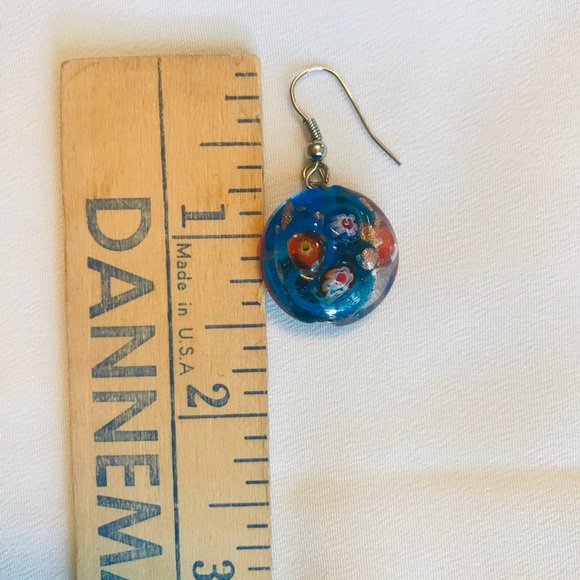 🔆$5 w/purchase🔆 Floral blue glass bead earrings! - Picture 3 of 3